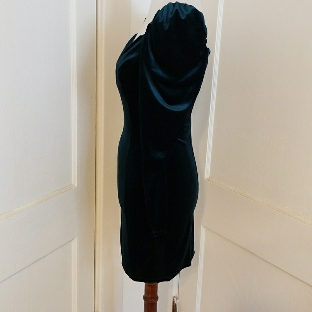 TOPSHOP SWEETHEART NECK VELVET BODYCON DRESS - Picture 7 of 8